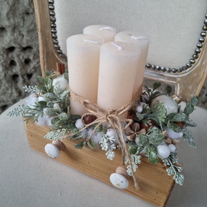 Adventi asztaldísz, Karácsony, Adventi díszek, Adventi koszorú, Virágkötés, MESKA