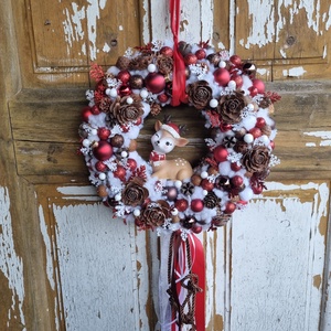 Őzikés kopogtató - karácsony - karácsonyi lakásdekoráció - karácsonyi ajtódíszek - Meska.hu