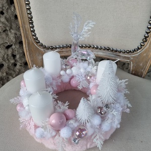 Rózsaszín adventi koszorú - karácsony - adventi díszek - adventi koszorú - Meska.hu