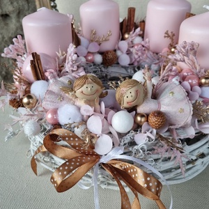 Angyalkás adventi koszorú - karácsony - adventi díszek - adventi koszorú - Meska.hu