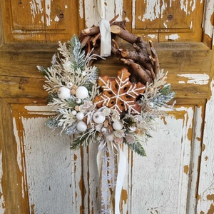 Hópelyhes ajtódísz - karácsony - adventi díszek - adventi ajtódísz - Meska.hu