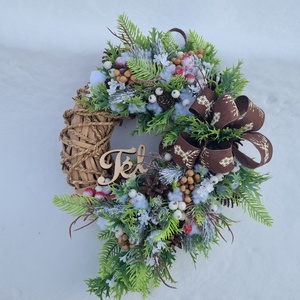 Téli ajtódísz, Otthon & Életmód, Dekoráció, Ajtó- és ablak dekoráció, Ajtódísz & Kopogtató, Virágkötés, MESKA