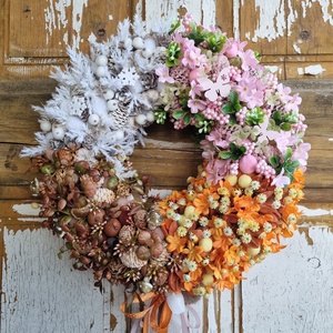Négy évszak koszorú, ajtódísz, Otthon & Életmód, Dekoráció, Ajtó- és ablak dekoráció, Ajtódísz & Kopogtató, Virágkötés, MESKA