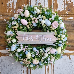 Tavaszi virágos ajtódísz, Otthon & Életmód, Dekoráció, Ajtó- és ablak dekoráció, Ajtódísz & Kopogtató, Virágkötés, MESKA