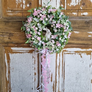 Tavaszi, nyuszis kopogtató, ajtódísz - otthon & életmód - dekoráció - ajtó- és ablak dekoráció - ajtódísz & kopogtató - Meska.hu