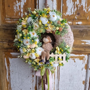 Tavaszi ajtódísz, Otthon & Életmód, Dekoráció, Ajtó- és ablak dekoráció, Ajtódísz & Kopogtató, Virágkötés, MESKA