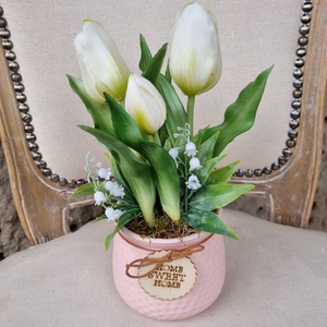 Tulipán kerámia kaspóban - otthon & életmód - dekoráció - asztal és polc dekoráció - asztaldísz - Meska.hu