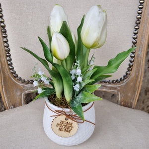 Tulipános asztaldísz, Otthon & Életmód, Dekoráció, Asztal és polc dekoráció, Asztaldísz, Virágkötés, MESKA