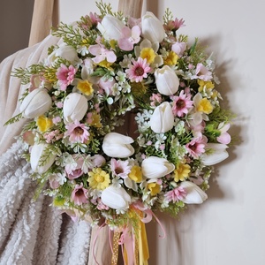 Tulipános tavaszi ajtódísz - Meska.hu