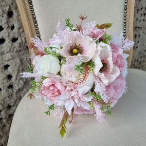 Rózsaszín menyasszonyi csokor, Esküvő, Menyasszonyi- és dobócsokor, Virágkötés, MESKA