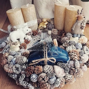 Adventi koszorú- arany hangulatban - Meska.hu