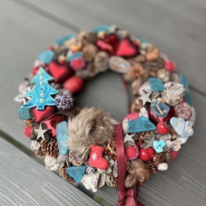 Adventi koszorú, kékben. - otthon & életmód - dekoráció - asztal és polc dekoráció - asztaldísz - Meska.hu