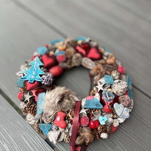 Adventi koszorú, kékben. - otthon & életmód - dekoráció - asztal és polc dekoráció - asztaldísz - Meska.hu