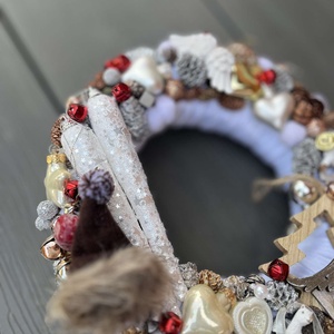 Karácsonyi, fehér koszorú - karácsony - adventi díszek - adventi koszorú - Meska.hu