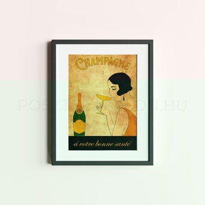 Art deco vintage poszter, falikép-pezsgő - Meska.hu