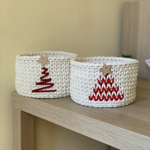 Karácsonyfás kosar, Otthon & Életmód, Tárolás & Rendszerezés, Tárolókosár, Horgolás, MESKA