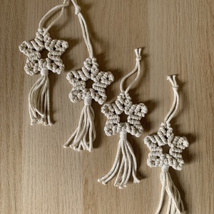 Makramé csillag dísz, Karácsony, Karácsonyi lakásdekoráció, Karácsonyfadíszek, Csomózás, MESKA