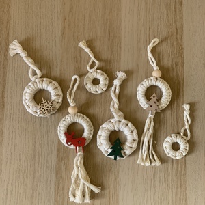 Makramé karácsonyfadísz szett, Karácsony, Karácsonyi lakásdekoráció, Karácsonyfadíszek, Csomózás, MESKA