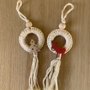 Karikás makramé karácsonyfa dísz, Karácsony, Karácsonyi lakásdekoráció, Karácsonyfadíszek, Csomózás, MESKA