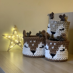 Szarvasos kosár 2+1 csomag, Otthon & Életmód, Babaszoba, gyerekszoba, Babaszoba dekoráció, Horgolás, MESKA
