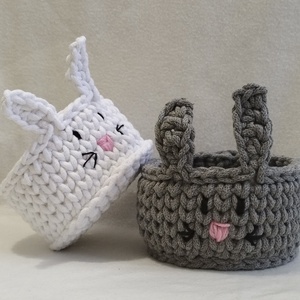 Horgolt nyuszi tároló  - otthon & életmód - tárolás & rendszerezés - fali tároló - Meska.hu