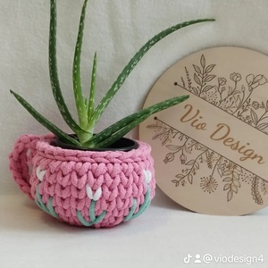 Horgolt csésze, tároló  - Meska.hu