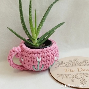 Horgolt csésze, tároló  - otthon & életmód - tárolás & rendszerezés - asztali telefontartó - Meska.hu