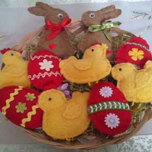 Húsvéti nyuszitál/barkadíszek, Otthon & Életmód, Dekoráció, Asztal és polc dekoráció, Asztaldísz, Varrás, MESKA