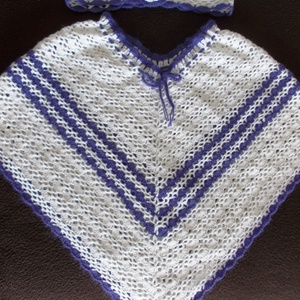 Horgolt kislány poncsó hajpánttal , Baba - mama, Babaruházat, Baba ruhák, Horgolás, MESKA