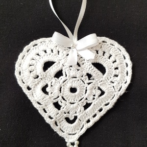 Szív dekoráció horgolt - Meska.hu