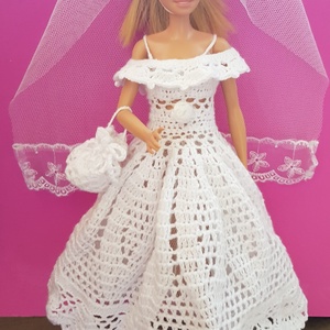 Barbie menyasszonyi ruha horgolt - játék & sport - baba & babaház - babaruha, babakellék - Meska.hu