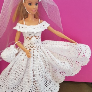 Barbie menyasszonyi ruha horgolt, Játék & Sport, Baba & babaház, Babaruha, babakellék, Horgolás, Varrás, Meska