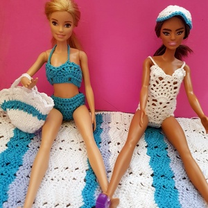 Barbie babaruha strand szett ,fürdőruhákkal - játék & sport - baba & babaház - játékbaba, babakellék - Meska.hu