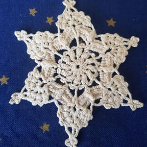 Karácsonyfadísz/hópehely/ajándékkísérő, rusztikus, nagy,  ekrü színű - karácsony - karácsonyi lakásdekoráció - karácsonyfadíszek - Meska.hu