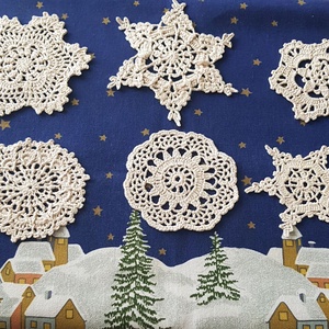 Karácsonyfadísz/hópehely/ajándékkísérő, rusztikus, nagy,  ekrü színű - Meska.hu