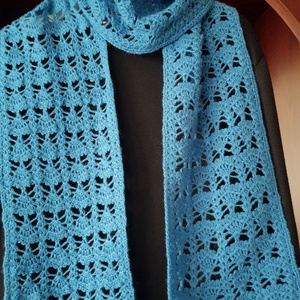 Sál-kesztyű szett horgolt kék, Ruha & Divat, Sál, Sapka, Kendő, Sál, Horgolás, MESKA