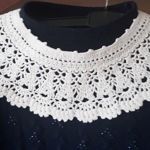 Csipke mintás horgolt gallér fehér - ruha & divat - öv & övcsat - egyéb kellék - Meska.hu