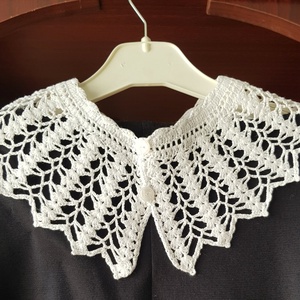 Horgolt fehér csipkegallér, Ékszer, Nyaklánc, Nyakpánt, gallér, Horgolás, MESKA