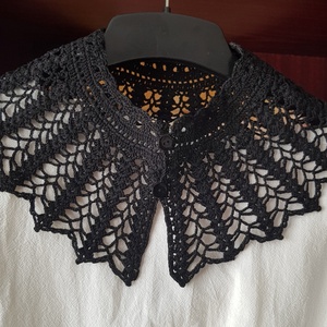 Horgolt fekete csipkegallér, Ékszer, Nyaklánc, Nyakpánt, gallér, Horgolás, MESKA