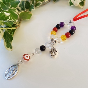 Autós amulett - Szent Kristóf védő talizmán - védelmező ásványokkal - táska & tok - kulcstartó & táskadísz - kulcstartó - Meska.hu