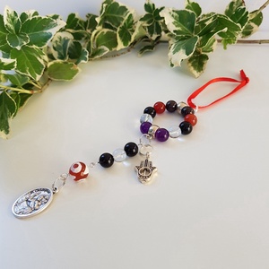Autós amulett - Szent Kristóf védő talizmán - védelmező ásványokkal - táska & tok - kulcstartó & táskadísz - kulcstartó - Meska.hu