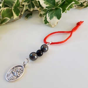 Autós amulett, kulcstartó, táskadísz - Szent Kristóf védő talizmán - védelmező ásványokkal - Meska.hu