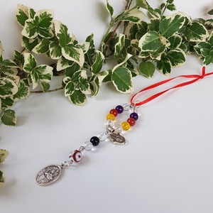 Autós amulett - Szent Kristóf védő talizmán - védelmező ásványokkal - táska & tok - kulcstartó & táskadísz - kulcstartó - Meska.hu