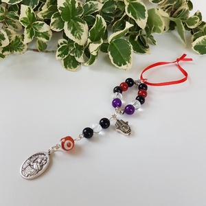 Autós amulett - Szent Kristóf védő talizmán - védelmező ásványokkal - Meska.hu