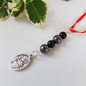 Autós amulett, kulcstartó, táskadísz - Szent Kristóf védő talizmán - védelmező ásványokkal - táska & tok - kulcstartó & táskadísz - kulcstartó - Meska.hu