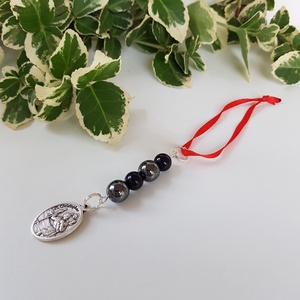 Autós amulett, kulcstartó, táskadísz - Szent Kristóf védő talizmán - védelmező ásványokkal - Meska.hu