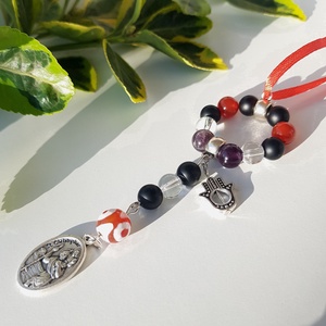 Autós amulett - Szent Kristóf védő talizmán - védelmező ásványokkal - Meska.hu