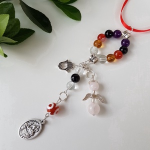 Kati részére - Autós amulett - Szent Kristóf védő talizmán - védelmező ásványokkal - Meska.hu