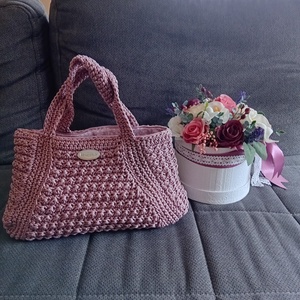 Polieszter zsinórfonalból horgolt kis válltáska, Táska & Tok, Kézitáska & válltáska, Alkalmi táska, Horgolás, MESKA