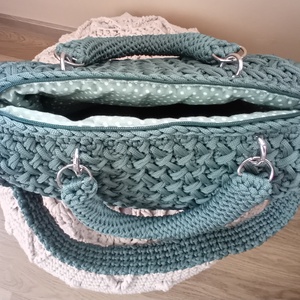Polieszter zsinórfonalból horgolt kézi és válltáska is válltáska - táska & tok - kézitáska & válltáska - alkalmi táska - Meska.hu